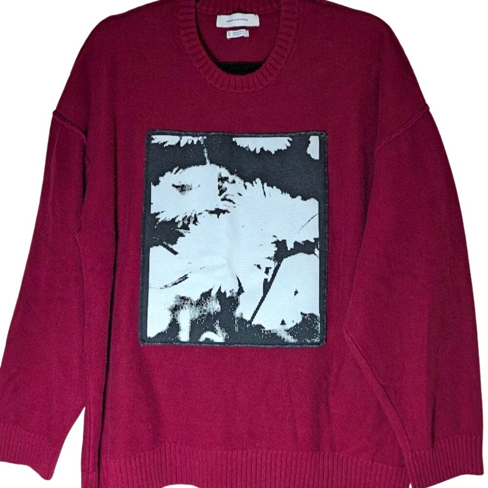 URBAN OUTFITTERS Men's X-Large Burgundy Sweater w/Graphic Long Sleeve Crew Neck